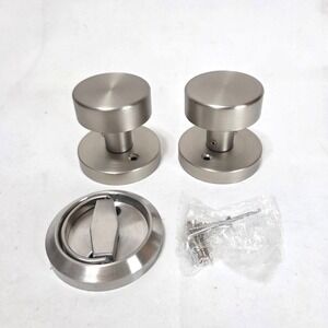 2 Brushed Nickel Dummy Door Knob Single-Sided and Flush Pull Handle Hardware Set
